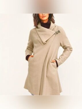 Garnet Hill Asymmetrical Boiled Wool Coat size large